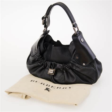 burberry prorsum black leather hoboandbag check lining|Bags .